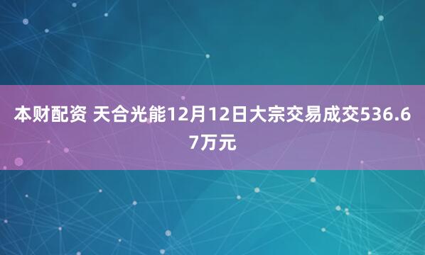 本财配资 天合光能12月12日大宗交易成交536.67万元
