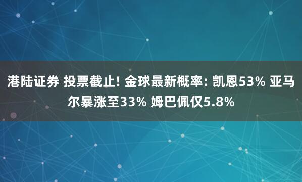 港陆证券 投票截止! 金球最新概率: 凯恩53% 亚马尔暴涨至33% 姆巴佩仅5.8%